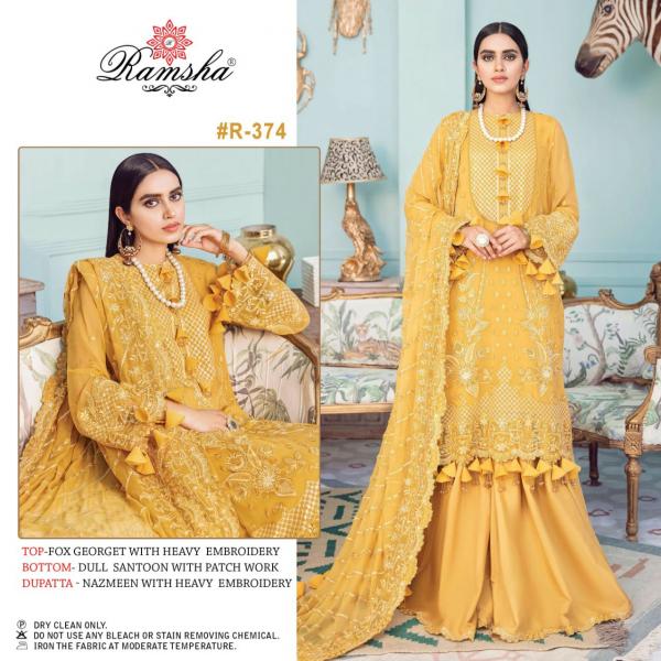 Ramsha R 371 To R 374 Designer Georgette Embroidery Salwar